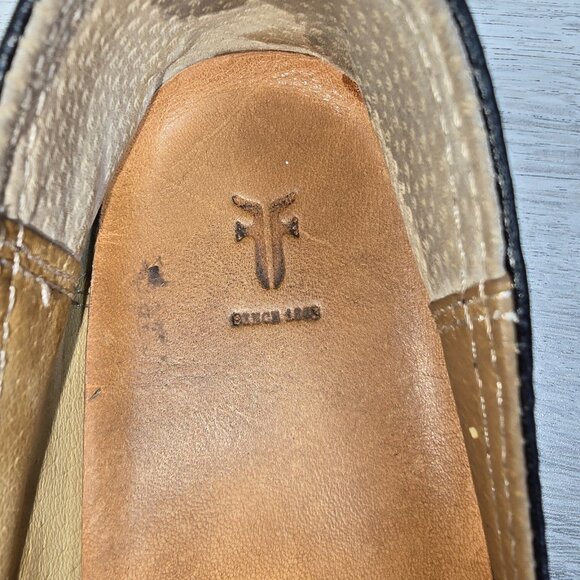 Frye Womens Black Leather Flats Loafers Shoes Sz 7M Slip On Casual Moccasin - Picture 7 of 11
